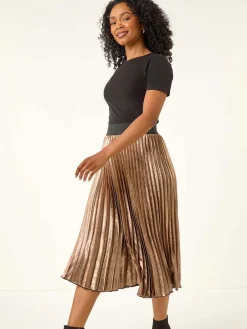 Roman Petite Pleated Skirt Metallic Online