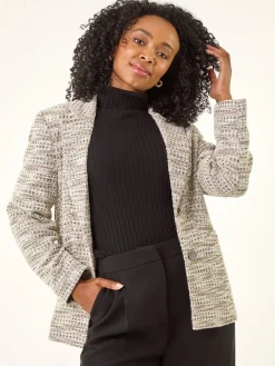 Roman Petite Collared Boucle Jacket Natural New