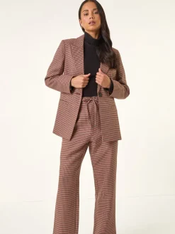 Roman Natural Petite Houndstooth Blazer Outlet