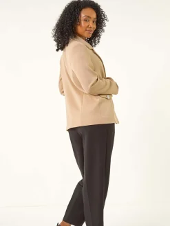 Roman Petite Pocket Detail Stretch Blazer Natural Discount