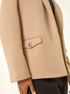 Roman Petite Pocket Detail Stretch Blazer Natural Discount