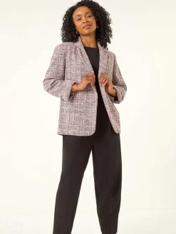 Roman Petite Boucle Stretch Blazer Pink Hot