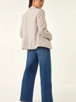 Roman Petite Petite Boucle Cuban Collar Blazer Pink Clearance