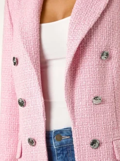 Roman Pink Tailored Longline Boucle Jacket Hot