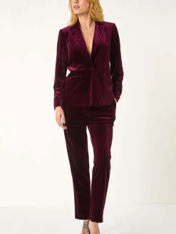 Roman Velvet Single Breasted Blazer Purple Online