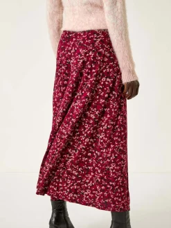Roman Red Confetti Print Stretch Midi Skirt Discount