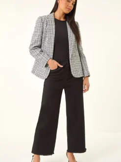 Roman Petite Petite Boucle Cuban Collar Blazer White New