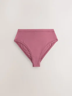 Next High Waist High Leg Ultimate Comfort Cotton Knickers 3 Pack Rose Pink Clearance