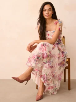 Next Point Toe Mid Heel Court Shoes Rose Pink Hot