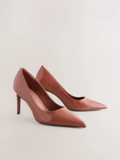 Next Point Toe Mid Heel Court Shoes Rose Pink Hot