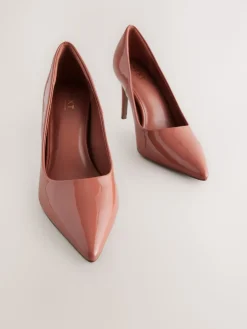 Next Point Toe Mid Heel Court Shoes Rose Pink Hot