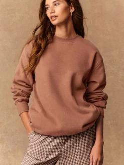 Next Rose Pink Relaxed Fit Essentials Longline Sweatshirt with Pockets Sale