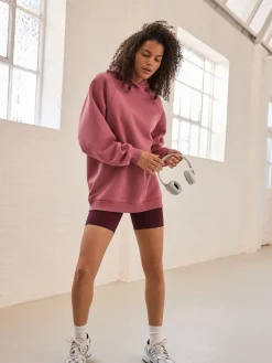 Next Relaxed Fit Heavyweight Longline Hoodie Rose Pink Hot