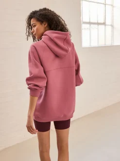 Next Relaxed Fit Heavyweight Longline Hoodie Rose Pink Hot
