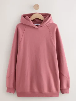 Next Relaxed Fit Heavyweight Longline Hoodie Rose Pink Hot
