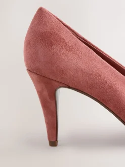 Next Premium Leather Peep Toe Heels Rose Pink Suede Clearance