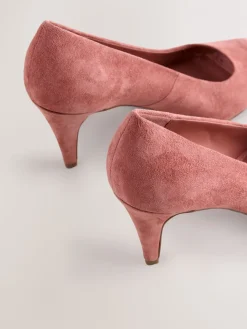 Next Premium Leather Peep Toe Heels Rose Pink Suede Clearance