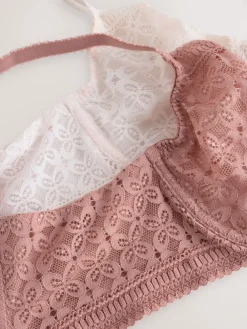 Next DD+ Lace Non Pad Full Cup Minimiser Bras 2 Pack Rose/White Outlet