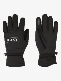 Roxy Freshfield Logo Ski Gloves Black New