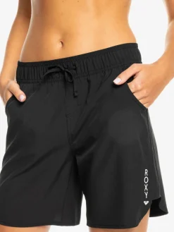 Roxy Black Wave 7 Inch Long Logo Board Shorts