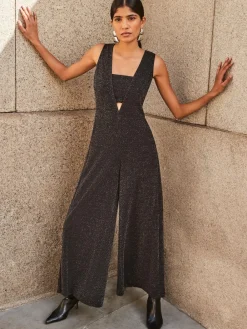 Ro&Zo Black Sparkle Ponte Jumpsuit