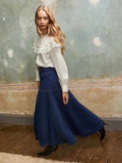 Ro&Zo Blue Denim Full Skirt Outlet