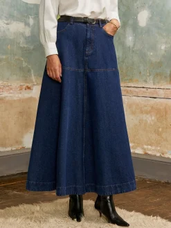 Ro&Zo Blue Denim Full Skirt Outlet