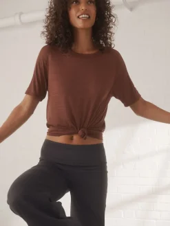 Next Active Crew Neck Lightweight Short Sleeve T-Shirt Rust Brown Sale