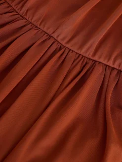 Next Rust Brown Mesh Multiway Wedding Guest Bridesmaid Maxi Dress Clearance