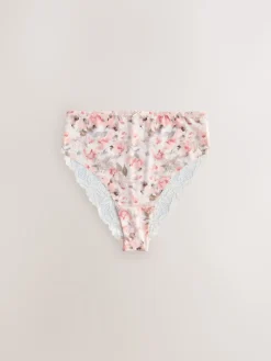 Next Sage Green High Waist High Leg No VPL Lace Back Briefs 5 Pack Best