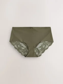 Next Sage Green Midi No VPL Lace Back Briefs 5 Pack Online