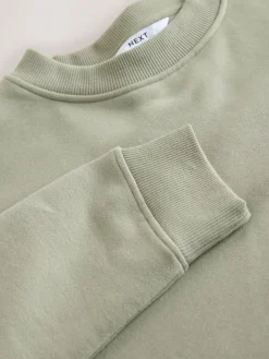 Next Sage Green Supersoft Peached Essentials Crew Neck Seam Detail Sweatshirt Outlet