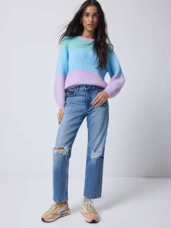 SCAMP & DUDE Blue Fluffy Pastel Colour Block Jumper Outlet