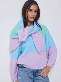 SCAMP & DUDE Blue Fluffy Pastel Colour Block Jumper Outlet