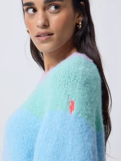 SCAMP & DUDE Blue Fluffy Pastel Colour Block Jumper Outlet