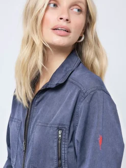 SCAMP & DUDE Blue Tie Front Tencel Boiler Jumpsuit Clearance