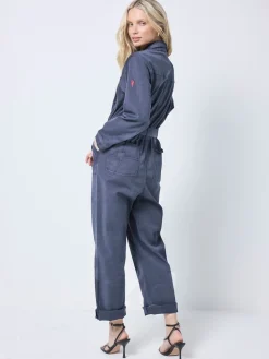 SCAMP & DUDE Blue Tie Front Tencel Boiler Jumpsuit Clearance