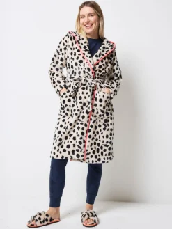 SCAMP & DUDE Cream Cheetah & Lightning Bolt Dressing Robe