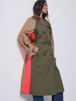 SCAMP & DUDE Green Colour Block Trench Coat Best