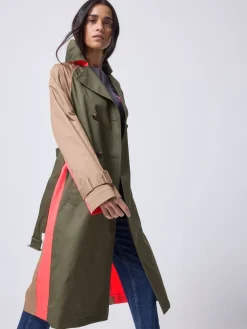SCAMP & DUDE Green Colour Block Trench Coat Best