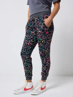 SCAMP & DUDE Grey Cosy Joggers with Rainbow Shadow Leopard & Lightning Bolt