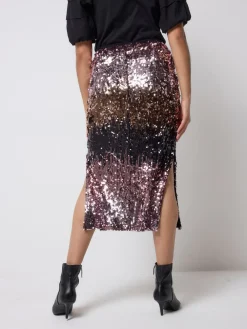 SCAMP & DUDE Pink Split Front Skirt with Sequin New