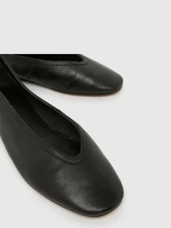 Schuh Black Lessie Suede Ballet Shoes Clearance