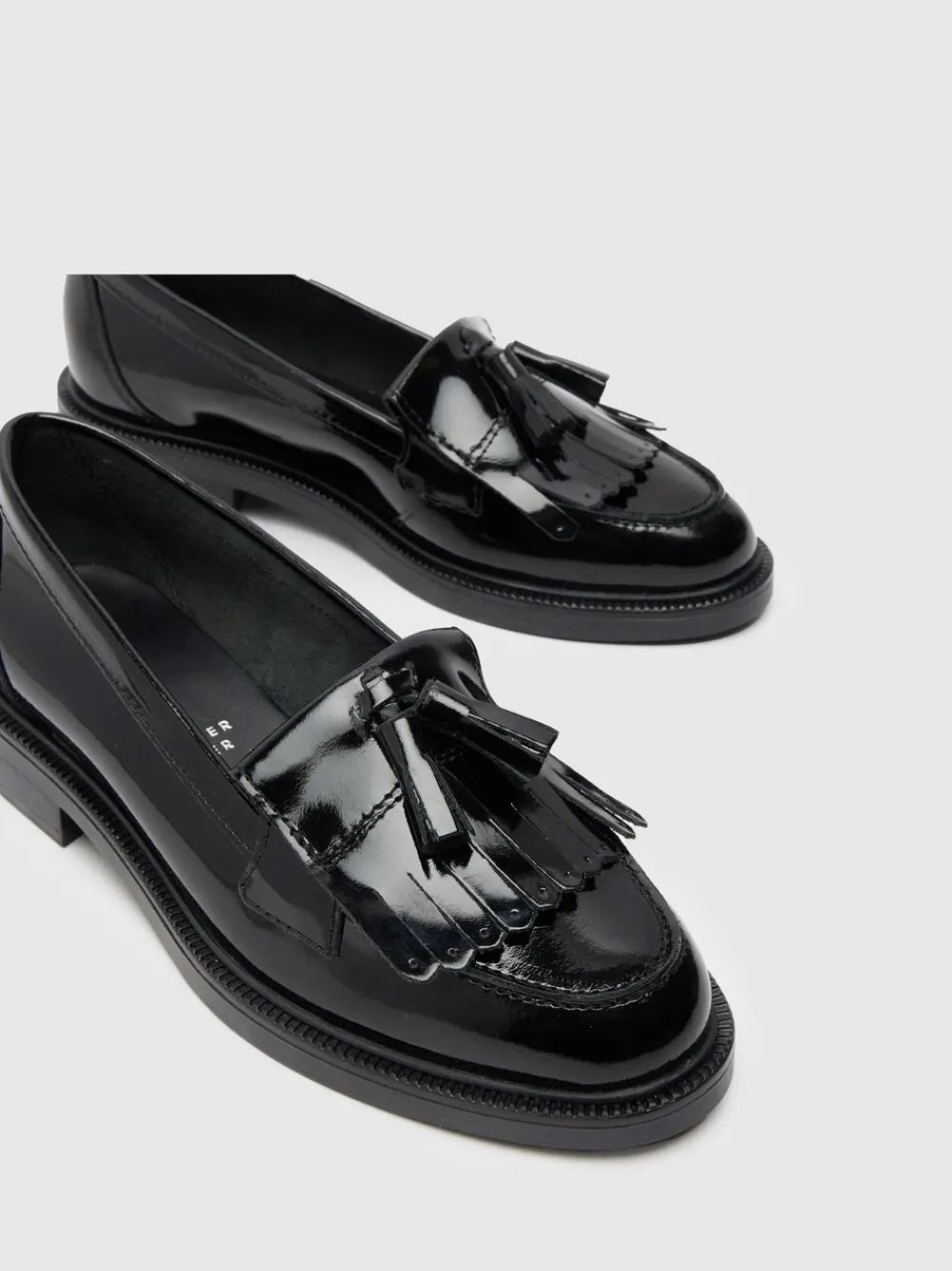 Schuh Black Wide Fit Lizzie Leather Compass Shoes Hot