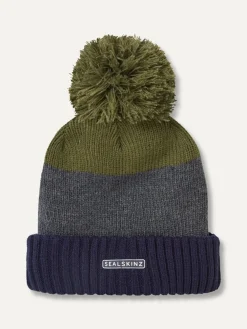 Sealskinz Flitcham Waterproof Cold Weather Bobble Hat Navy Outlet