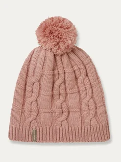Sealskinz Hemsby Waterproof Cold Weather Cable Knit Bobble Hat Pink Outlet