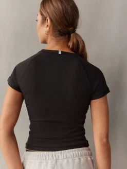 self. Black Fitted Rib T-Shirt Hot