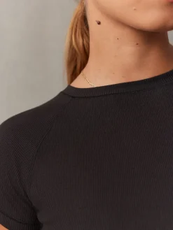 self. Black Fitted Rib T-Shirt Hot