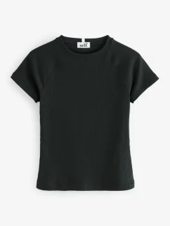 self. Black Fitted Rib T-Shirt Hot