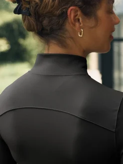 self. Long Sculpting Zip Through Jacket Black